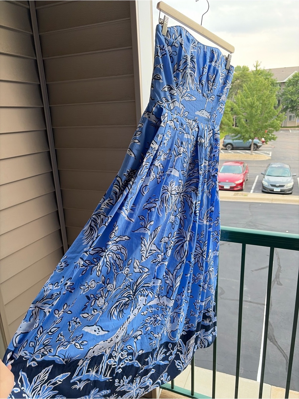 🆕 🌿🦋Lilly Pulitzer Kenni Midi Dress Size 0 Sunwashed Blue Tall Tales Strapless - Picture 6 of 17
